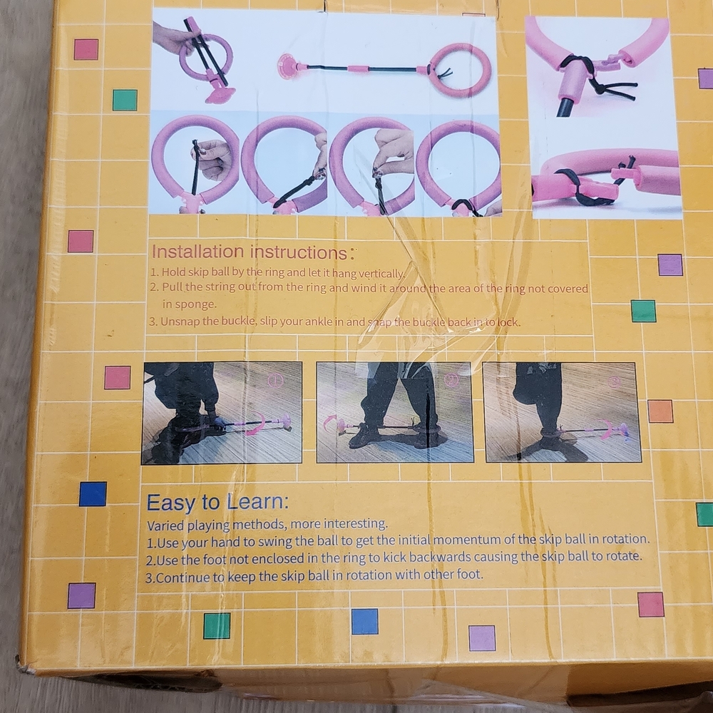 Kids Ankle Skip Ball with Colorful Rings New In Box - Picture 2 of 2